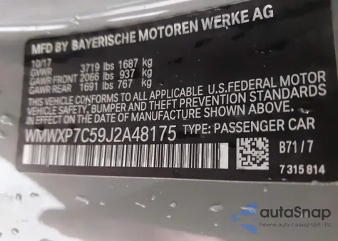 2018 Mini Hardtop Cooper S z USA, uszkodzony, nr VIN WMWXP7C59J2A48175